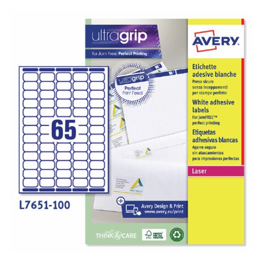 Etichette adesive in carta Ultragrip L7651-100 Contenuto: 6.500 Etichette / 100 Foglio