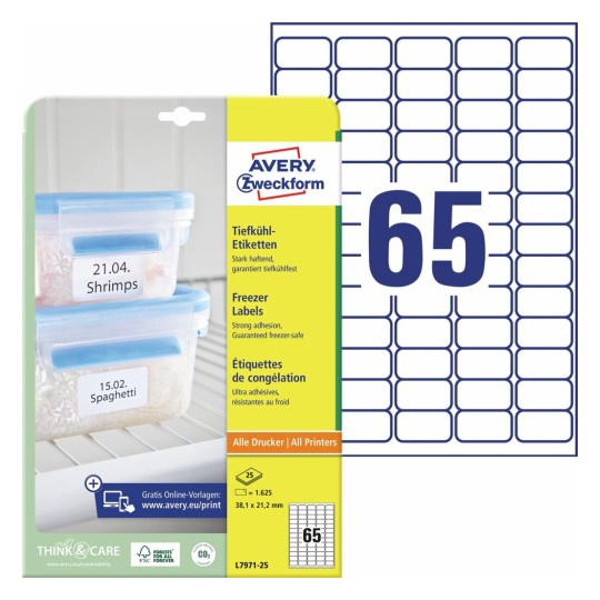 Etichette per freezer L7971-25 Contenuto: 1.625 Etichette / 25 Foglio