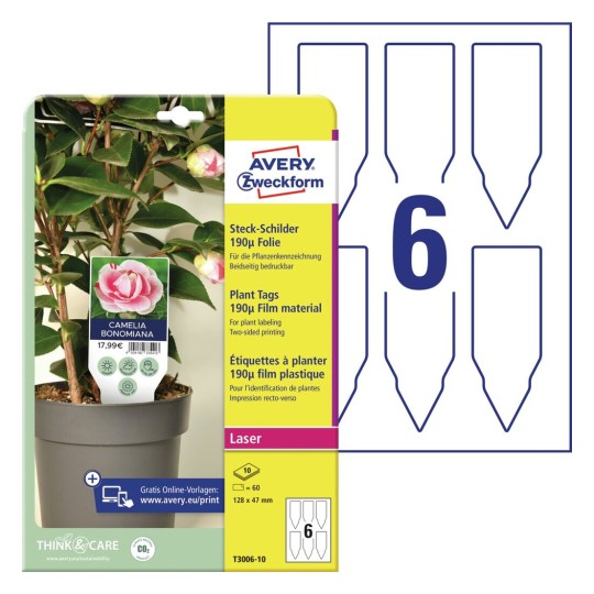 Cartellini stampabili per piante T3006-10 Contenuto: 60 Cartellini / 10 Fogli