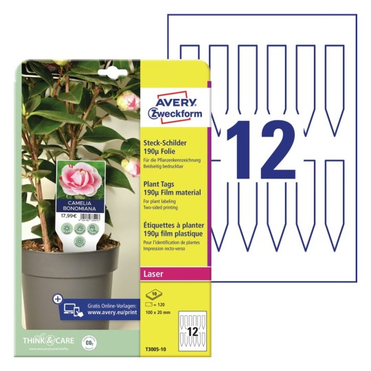 Cartellini stampabili per piante T3005-10 Contenuto: 120 Cartellini / 10 Fogli