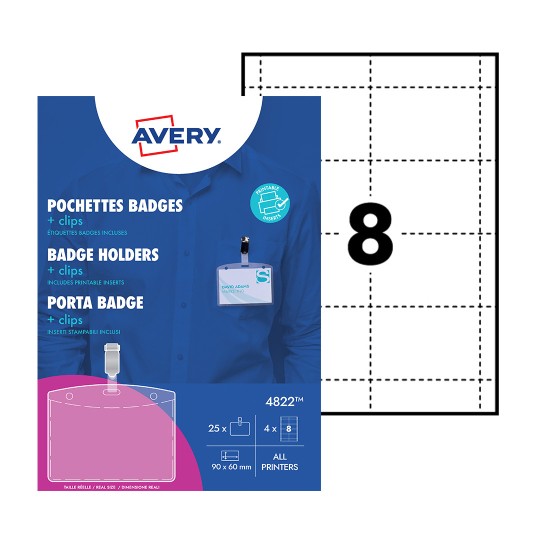 Porta badge combi con clip 4822 Contenuto: 25 Badge / 32 Inserti