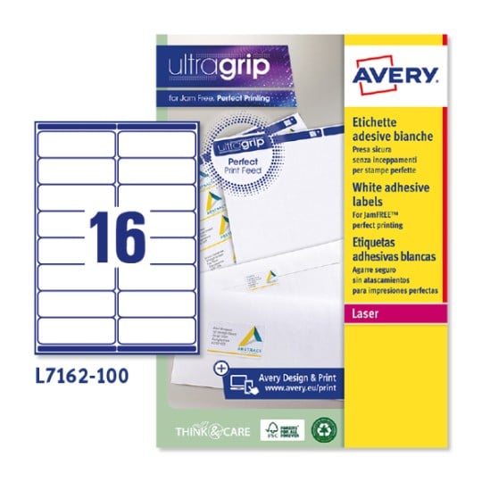 Etichette adesive in carta Ultragrip L7162-100 Contenuto: 1.600 Etichette / 100 Foglio