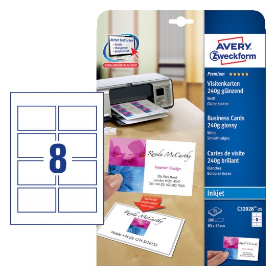 Biglietti Da Visita Per Stampanti Inkjet Avery