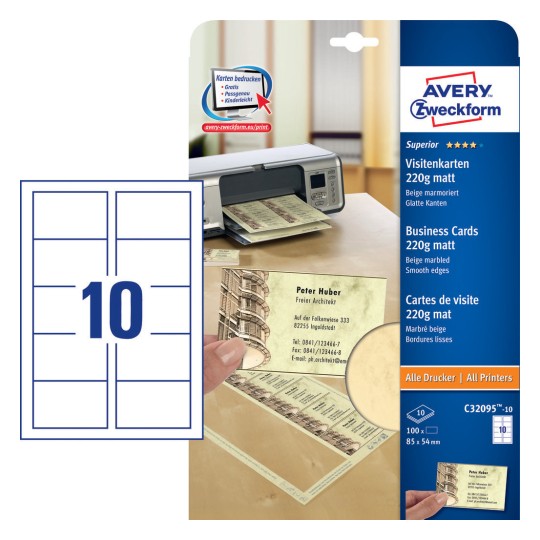 Biglietti Da Visita Quick Clean Personalizzabili C32016 25 Avery