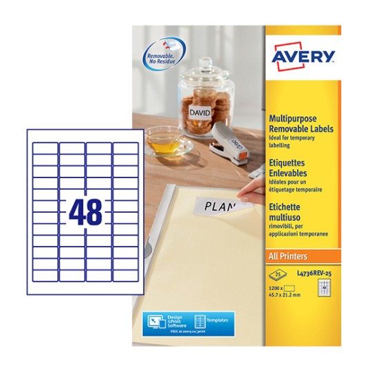colore: Bianco Avery J8651-15 Confezione da 975 mini etichette adesive bianche 38,1 x 21,2 mm a getto dinchiostro Avery