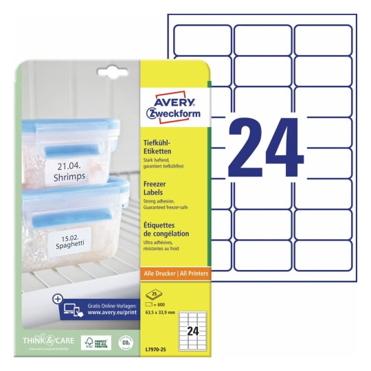 Etichette per freezer L7970-25 Contenuto: 600 Etichette / 25 Foglio