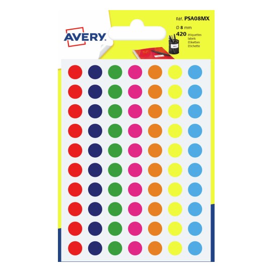 Etichette adesive rotonde colorate PSA08MX