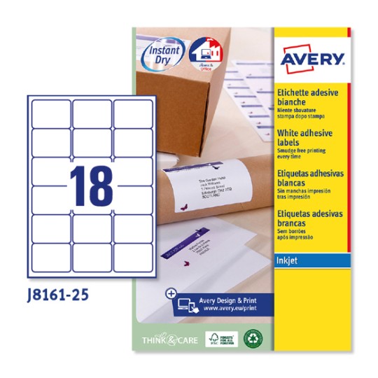 Etichette adesive in carta J8161-25 Contenuto: 450 Etichette / 25 Foglio