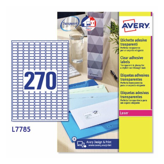 Etichette adesive trasparenti lucide L7785-25 Contenuto: 6.750 Etichette / 25 Pagina