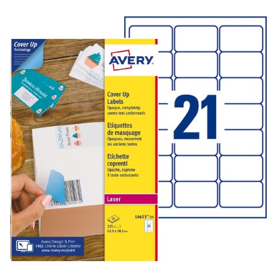 Etichette adesive in carta coprente BlockOUT™ L4613-25 Contenuto: 525 Etichette / 25 Pagina