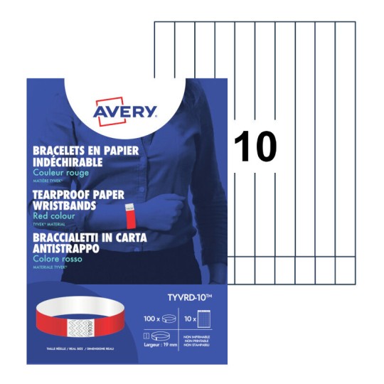 Braccialetti identificativi in Tyvek® TYVRD-50 Contenuto: 500 Bracelets / 50 Fogli