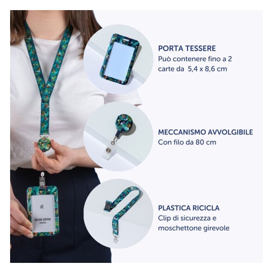 Kit porta badge + cordoncino + avvolgibile tropicale R4828HT-1