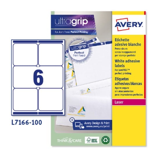 Etichette adesive in carta Ultragrip L7166-100 Contenuto: 600 Etichette / 100 Foglio