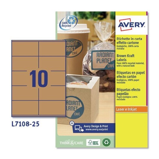 Etichette adesive in carta kraft L7109-25 Contenuto: 25 Etichette / 25 Pagina
