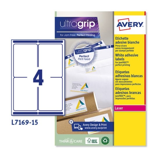 Etichette adesive in carta Ultragrip L7169-15 Contenuto: 60 Etichette / 15 Foglio