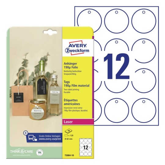 Cartellini stampabili ultra resistenti T3004-10 Contenuto: 120 Cartellini / 10 Fogli