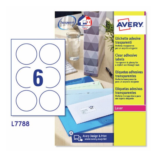 Etichette adesive trasparenti lucide L7788-25 Contenuto: 150 Etichette / 25 Pagina