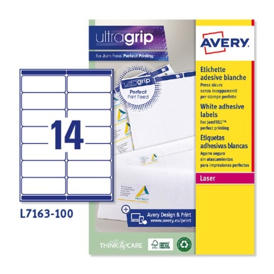 Etichette adesive in carta Ultragrip L7163-100 Contenuto: 1.400 Etichette / 100 Foglio