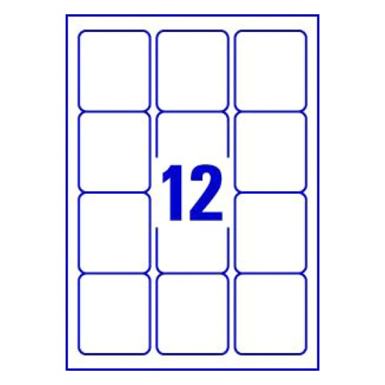 illustrazione di un foglio con 12 etichette rettangolari