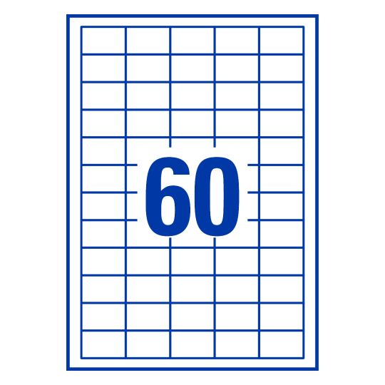 illustrazione che mostra un foglio con 60 etichette