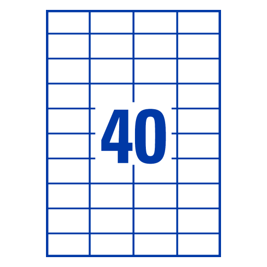 illustrazione che mostra un foglio con 40 etichette
