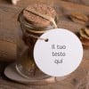 cartellino rotondo stampato applicato ad un barattoli con tappo di sughero