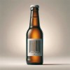 Bottiglia di birra con etichetta adesiva stampata con il codice a barre del prodotto