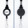 Lanyard badge holder featuring a retractable reel with an Avery logo, designed for easy access to identification cards.