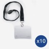 Lanyard with a clear ID card holder attached, suitable for displaying identification cards.