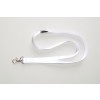 Lanyard white color with a metal clip, laid flat on a light surface.